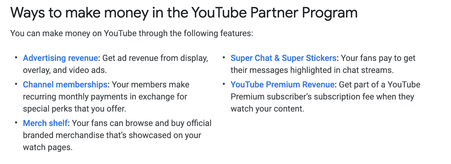 Youtube Monetization methods